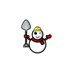 Cute Snowman Cartoon Character Vector Illustration Design. Outline, Cute, Funny Style. Recomended For Children Book, Cover Book, And Other.