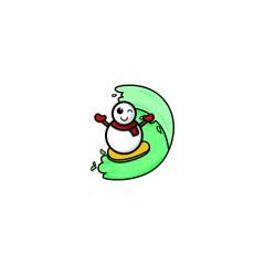 Cute Snowman Cartoon Character Vector Illustration Design. Outline, Cute, Funny Style. Recomended For Children Book, Cover Book, And Other.