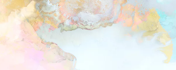 Fototapeten Kunstfotografie von abstrakter flüssiger Kunstmalerei mit Alkoholtinte, Pastellfarben © tomertu