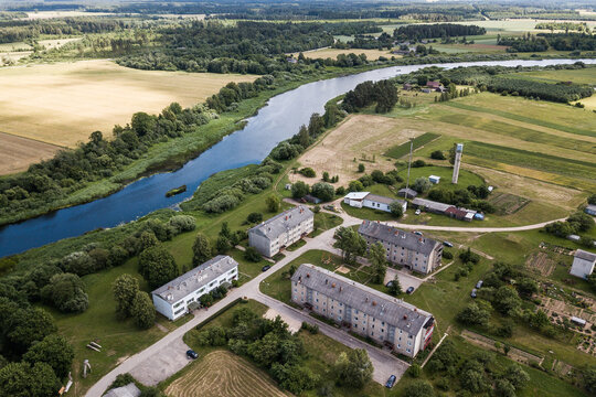 Aerial photo of village Ranki, Latvia.