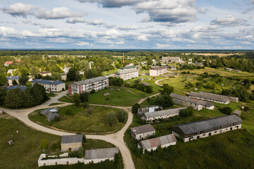 Village Dzelda in Latvia, captured from above. 