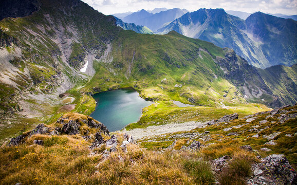 Lake Capra in the Fagaras Mountains in central Romania, Cartisoara, Sibiu County, Romania