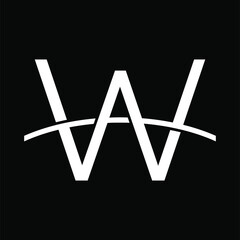 Creative, simple and elegant Initial letter W bridge connection logo template in flat design monogram illustration