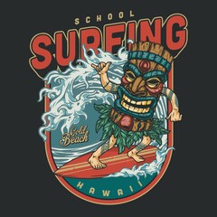 Surfing club vintage colorful design