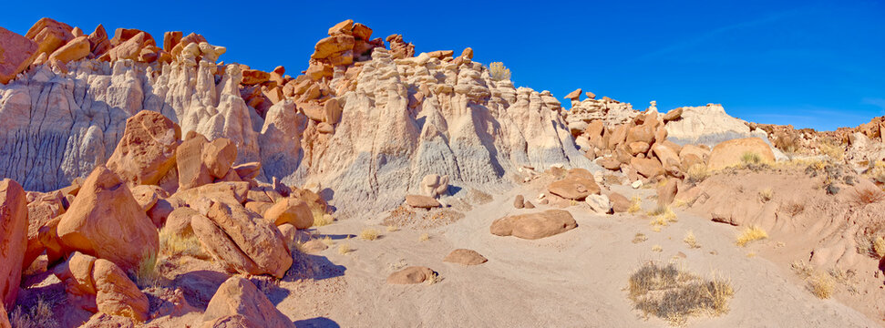 A ridge in the Devil's Playground of crumbling hoodoos that resemble Goblins, Petrified Forest National Park, Arizona, United States of America