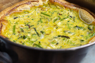 puff pastry cake with vegetables and eggs