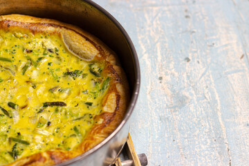 puff pastry cake with vegetables and eggs