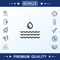 Water wave icon, sign, vector set, outline illustration concept. Extra vector elements for your design. Vector illustration
