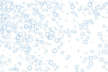 Fototapeta premium Blue air Bubbles, oxygen, champagne crystal clear isolated on white background modern design. Vector illustration of EPS 10.