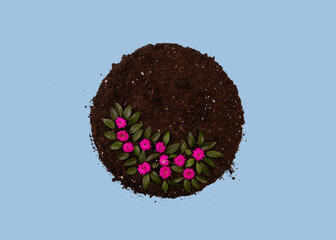 International mother earth day concept. Abstract circle made of soil, as a symbol of the planet Earth.