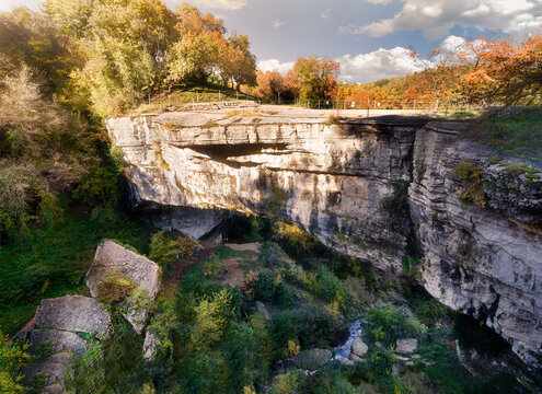 Ponte di Veja, a big natural arch in Lessinia, Lessinia, Veneto, Italy