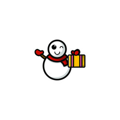 Cute Snowman Cartoon Character Vector Illustration Design. Outline, Cute, Funny Style. Recomended For Children Book, Cover Book, And Other.