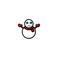 Cute Snowman Cartoon Character Vector Illustration Design. Outline, Cute, Funny Style. Recomended For Children Book, Cover Book, And Other.