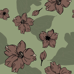 Seamless floral pattern with hand draw spring flower