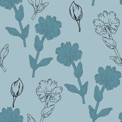 Seamless floral pattern with hand draw spring flower