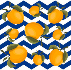 Pattern of oranges on the background of curved lines