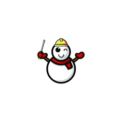 Cute Snowman Cartoon Character Vector Illustration Design. Outline, Cute, Funny Style. Recomended For Children Book, Cover Book, And Other.