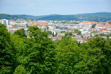 Vienna, Austria - July 25, 2019: Panoramic city view from Schonbrunn Palace and Schlosspark
