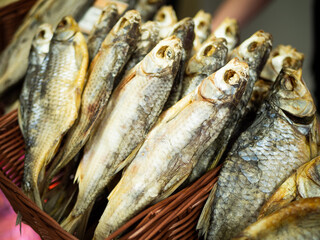 A set of dried and salted fish for beer.