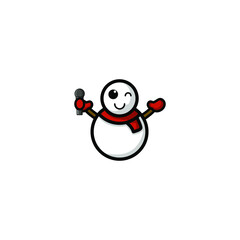 Cute Snowman Cartoon Character Vector Illustration Design. Outline, Cute, Funny Style. Recomended For Children Book, Cover Book, And Other.