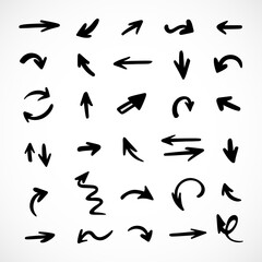 Vector set of hand-drawn arrows, elements for presentation