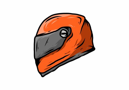 Red Racing Helmet Illustration Drawing