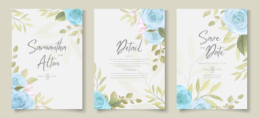 Minimalist wedding invitation card with soft color flower design