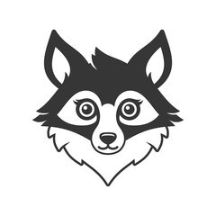 Cute Fox Face Cartoon Style Logo on White Background. Vector