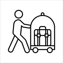 Luggage trolley vector icon. Baggage trolley cart simple icon. Symbol, logo illustration. Pixel perfect vector graphics