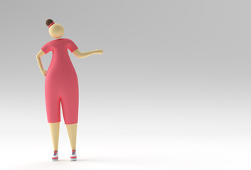 3D illustration of standing woman, 3D Render Design.