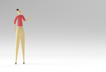 3D illustration of standing woman, 3D Render Design.