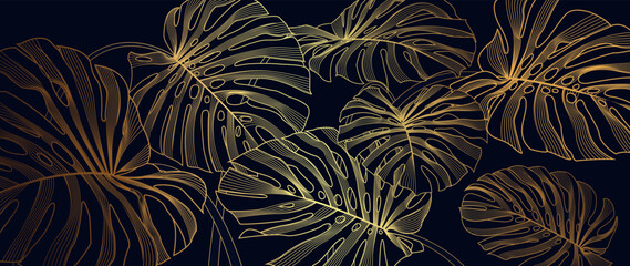 Luxury Gold line art and natural background © lumyaisweet