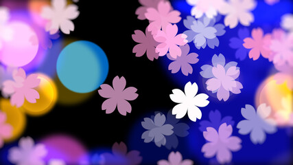 Obraz na płótnie Canvas 夜のライトアップと桜の花の背景素材