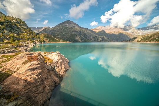 Landscape view of the Mountains of the Trient Valley and Mont-Blanc area, shot in Valais, Switzerland