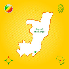 Simple outline map of republic of the congo with National Symbols