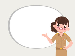 Thai teacher and government presenting pose character.
