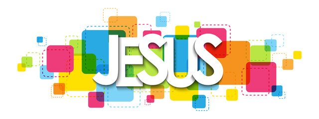 JESUS colorful vector typography banner isolated on white background