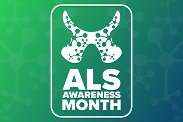 May is ALS Awareness Month. Holiday concept. Template for background, banner, card, poster with text inscription. Vector EPS10 illustration.