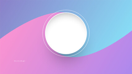 White round isolated on blue and pink background vector illustration.