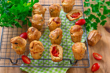 Savoury vegetable muffins with cherry tomatoes
