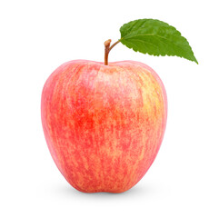 Fresh apple with leaves isolated on white background