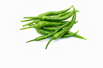 Green pepper on white background　白背景の青唐辛子　