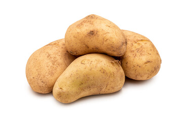 raw potatoes isolated on white background