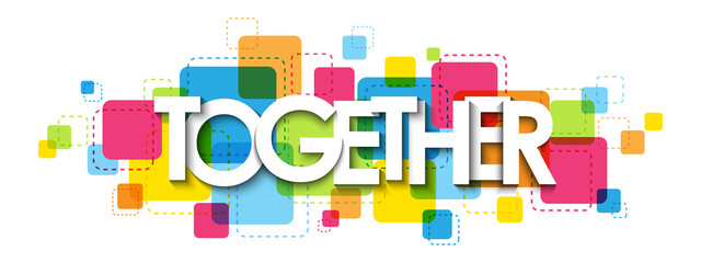 TOGETHER colorful vector typography banner isolated on white background - obrazy, fototapety, plakaty