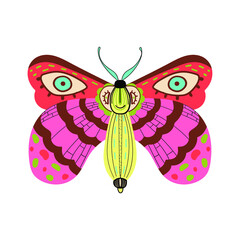 Beautiful Butterflies Flying Insects, Decoration Design Element Flat Vector Illustration Isolated on White Background. Vector illustration