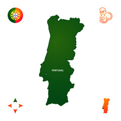 simple map of portugal with national simbol