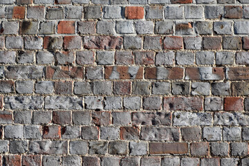 Brick wall, red brick background.