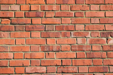 Brick wall, red brick background.