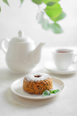 Carrot cake (pie, muffin). Vegetarian (lean) food. Healthy eating - a light tasty nutritious breakfast (snack).