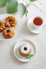 Carrot cake (pie, muffin). Vegetarian (lean) food. Healthy eating - a light tasty nutritious breakfast (snack).